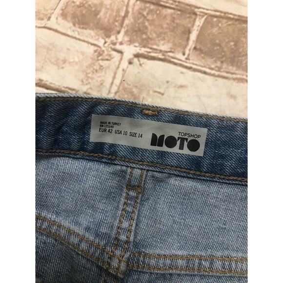 TOPSHOP MOTO jean Skirt 10 Distressed Raw Hem Nordstrom - Picture 3 of 4